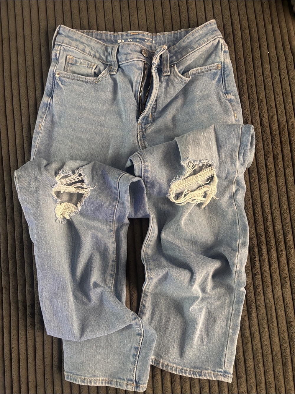 Old Navy Light Blue Straight Leg Ripped Jeans